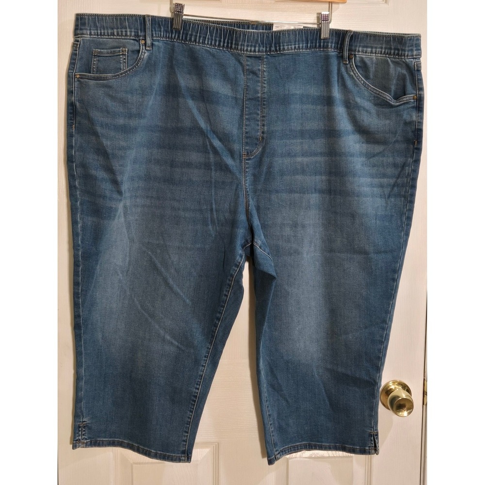 Croft & Barrow Womens Plus 4X Pull On Capri Jeans Medium Wash Denim WC44D011PW2
